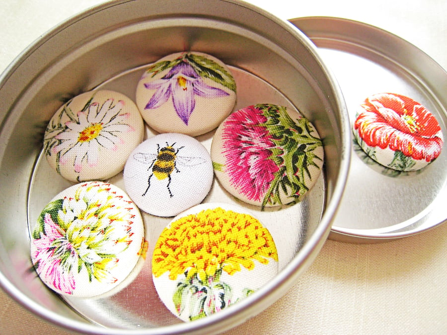 Bee friendly wild flower magnets, set of 6 for Spring, Easter, Mother's Day