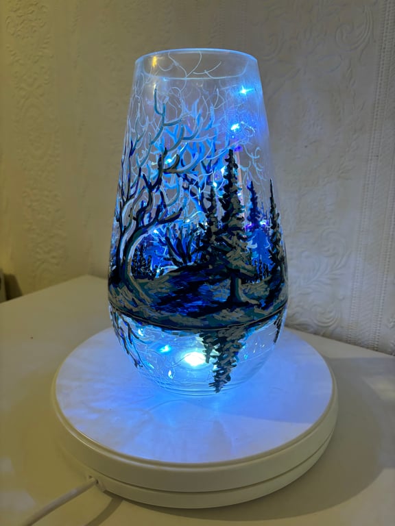 A hand painted and fired glass vase by Andrew Jenkins 