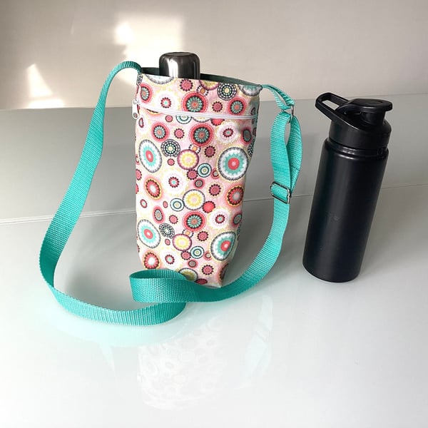 Tall Water bottle bag, tall drinks bottle bag, Fully reversible bottle bag with 