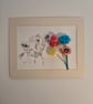 Original Charcoal & Mixed Media Animal Portrait - Westie Sniffing Flowers - Image 1