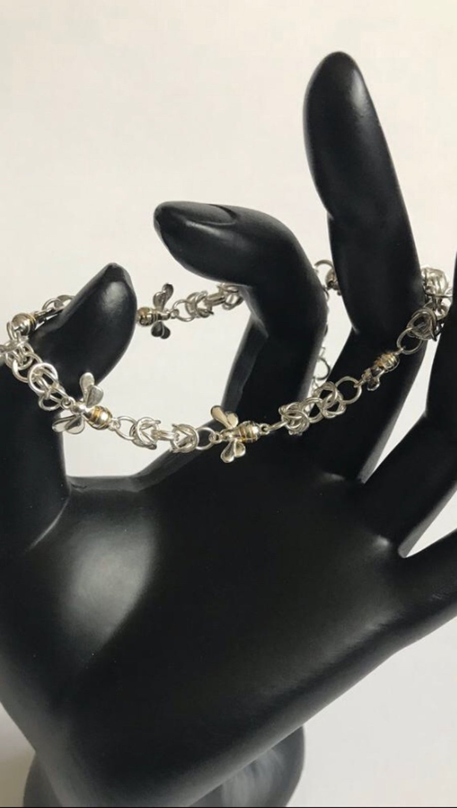 Sterling Silver Bee Chainmaille Bracelet 