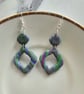 Polymer clay dangle multi colour earrings on silver plated earhooks