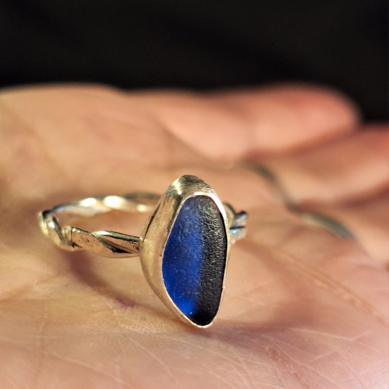 Blue Seaglass Ring