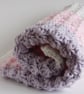Baby blanket, pink lilac white, 32" x 24" approx, - Image 4