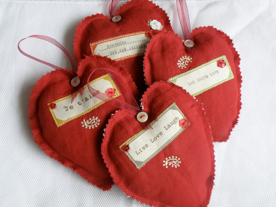 Lavender filled Valentine heart with message
