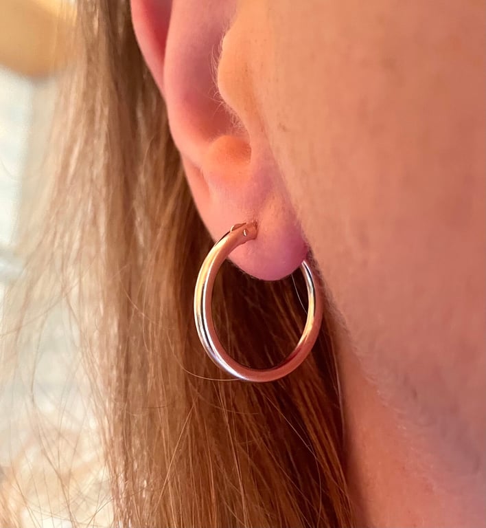22mm 14K Rose Gold Filled  Hinged Hoop Earrings 