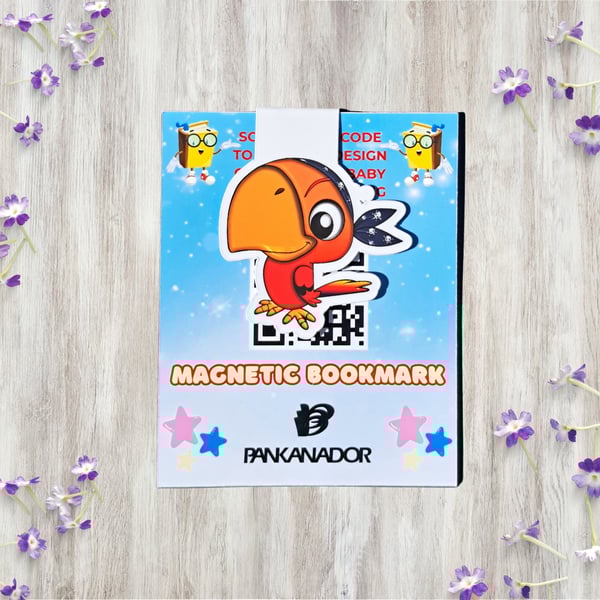 Cute Parrot Magnetic Bookmark – Laminated Animal Book Marker for Children 