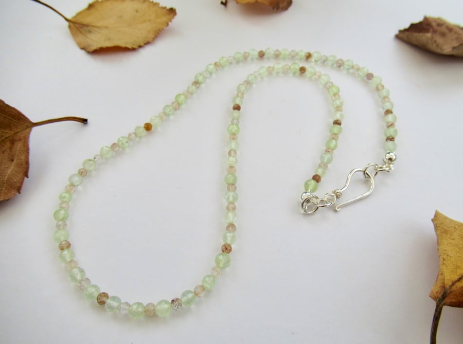 'Mystical Birch' dainty beaded semi-precious gemstone necklace
