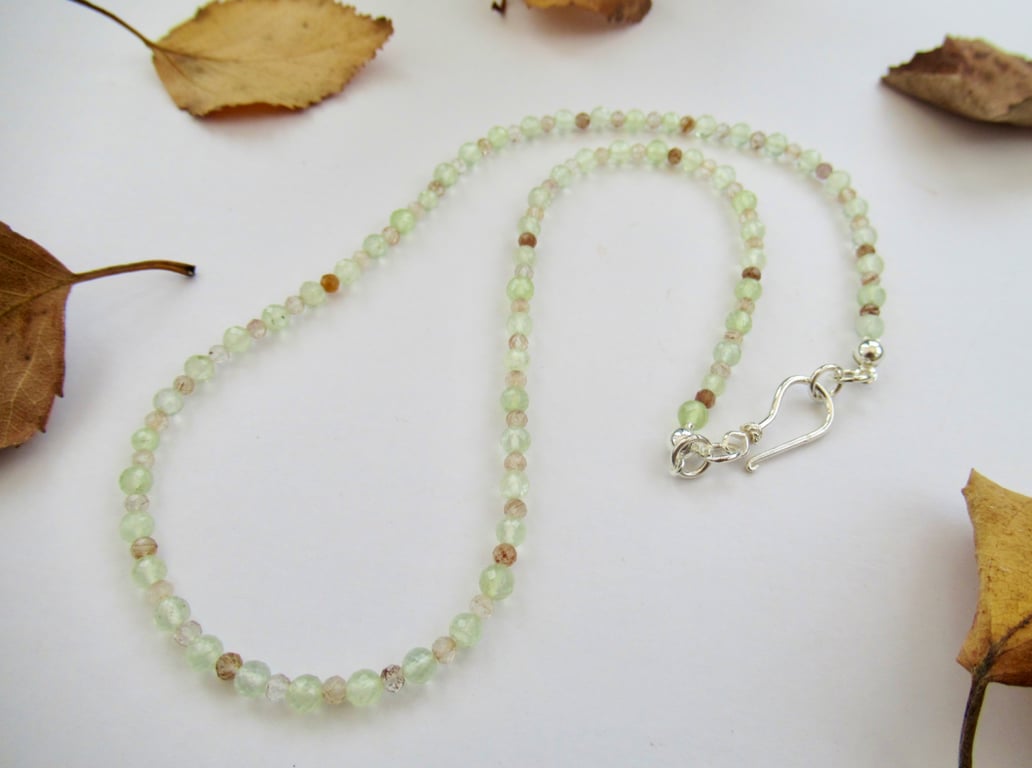 'Mystical Birch' dainty beaded semi-precious gemstone necklace