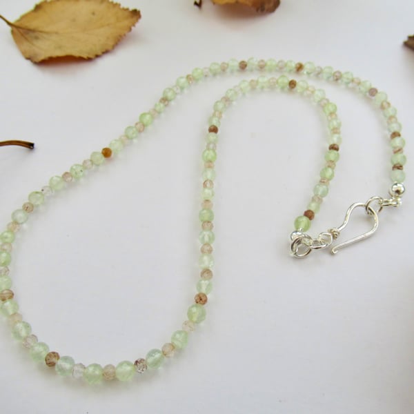 'Mystical Birch' dainty beaded semi-precious gemstone necklace