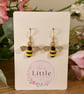 Bee Dangle Earrings, Enamel Bee Charms, Handmade Jewellery 