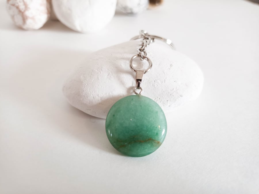 Green Gemstone Pendant Keyring