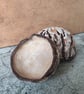 Hand Built Pair of Clay Bark Bowls, Hand Painted Rustic Pottery, Wabi Sabi - Image 5