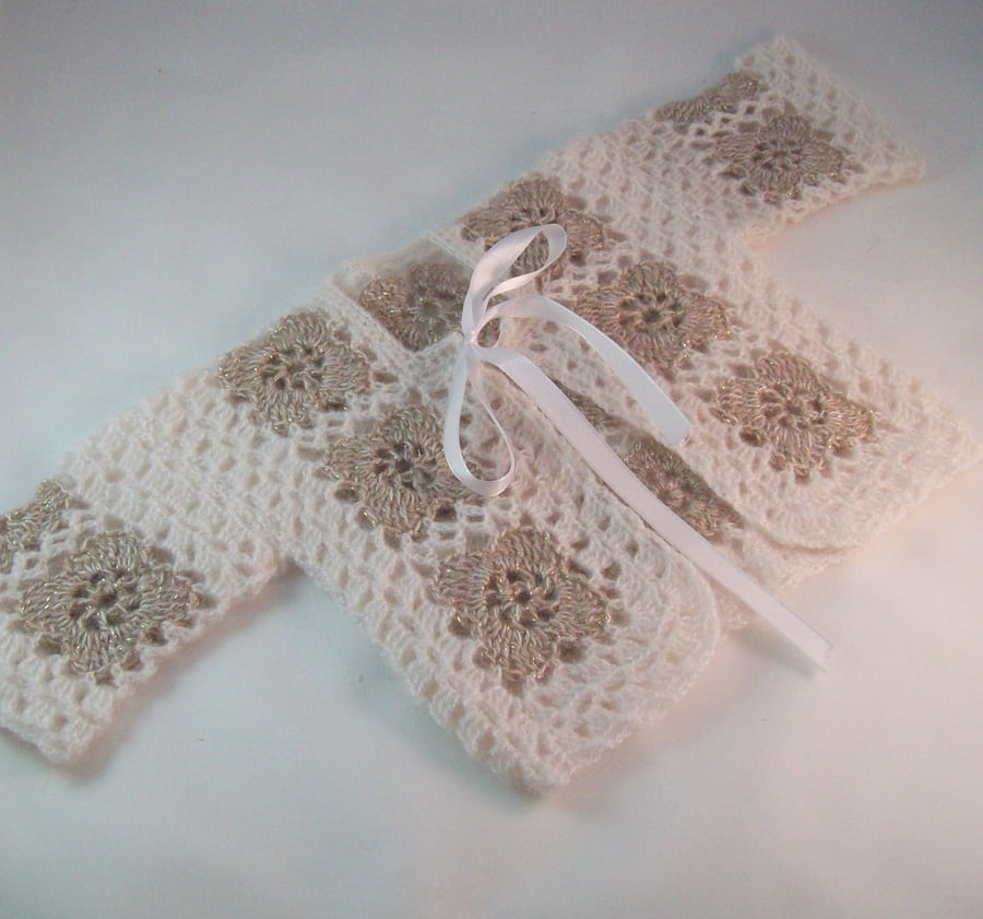 Crochet granny square cardigan for newborn baby