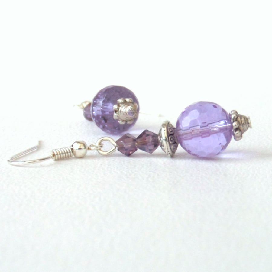 Lavender quartz and crystal earrings