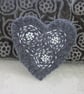 Dark Grey Embroidered Heart Shaped Felt Brooch - Image 3