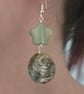 Mother of pearl and shell dangle earrings, sterling silver hooks - Image 3