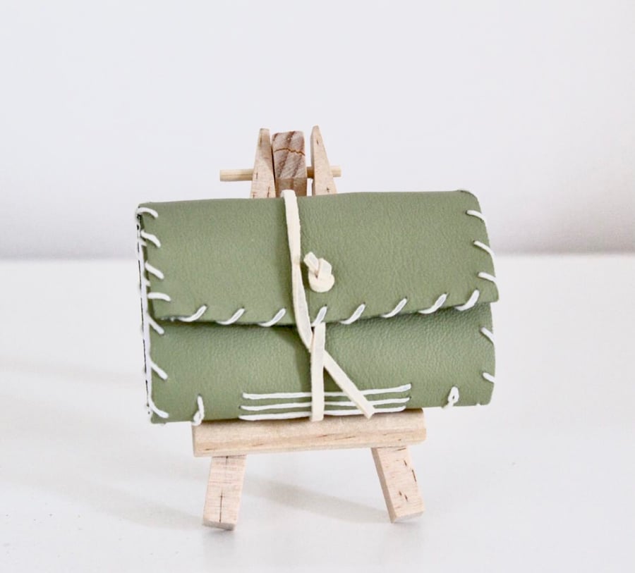 Miniature Pale Green Handmade Leather notebook 