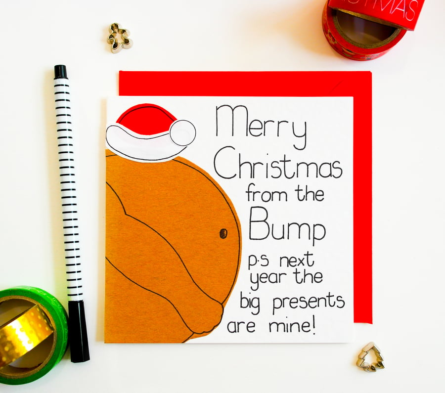 Christmas Card From The Bump, Christmas Card For Parents To Be