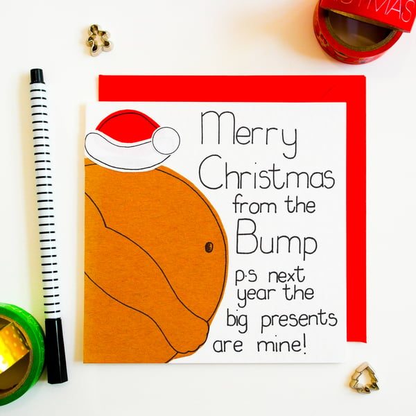 Christmas Card From The Bump, Christmas Card For Parents To Be