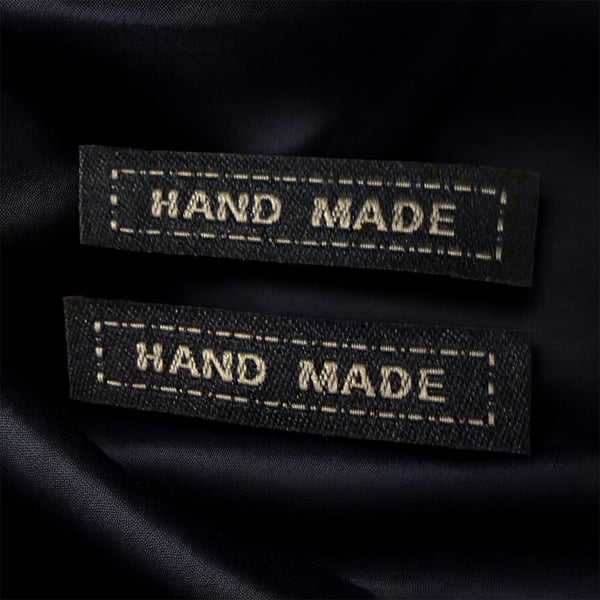 Woven “Hand Made” craft labels Black