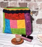 PATCHWORK AND DENIM COSMETIC BAG