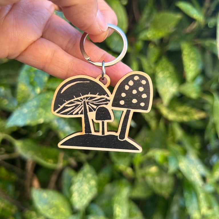 'Not Mushroom!' Wooden Keyring