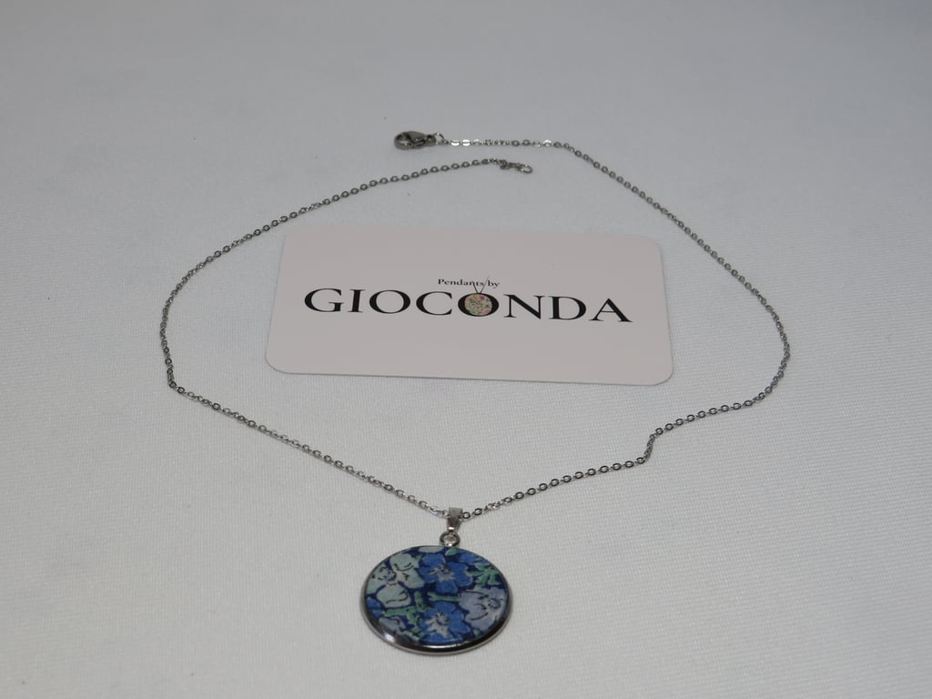 Hand Crafted Pretty Pendant - Made Using Liberty Print Fabric 