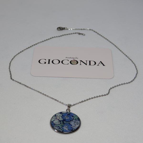 Hand Crafted Pretty Pendant - Made Using Liberty Print Fabric 