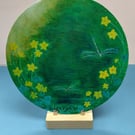 Dragonfly Days - A small original painting on a wooden display stand