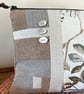Linen and velvet zip pouch with shell buttons and embroidery - Image 6