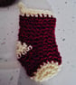 Miniature crocheted festive stocking - red and cream