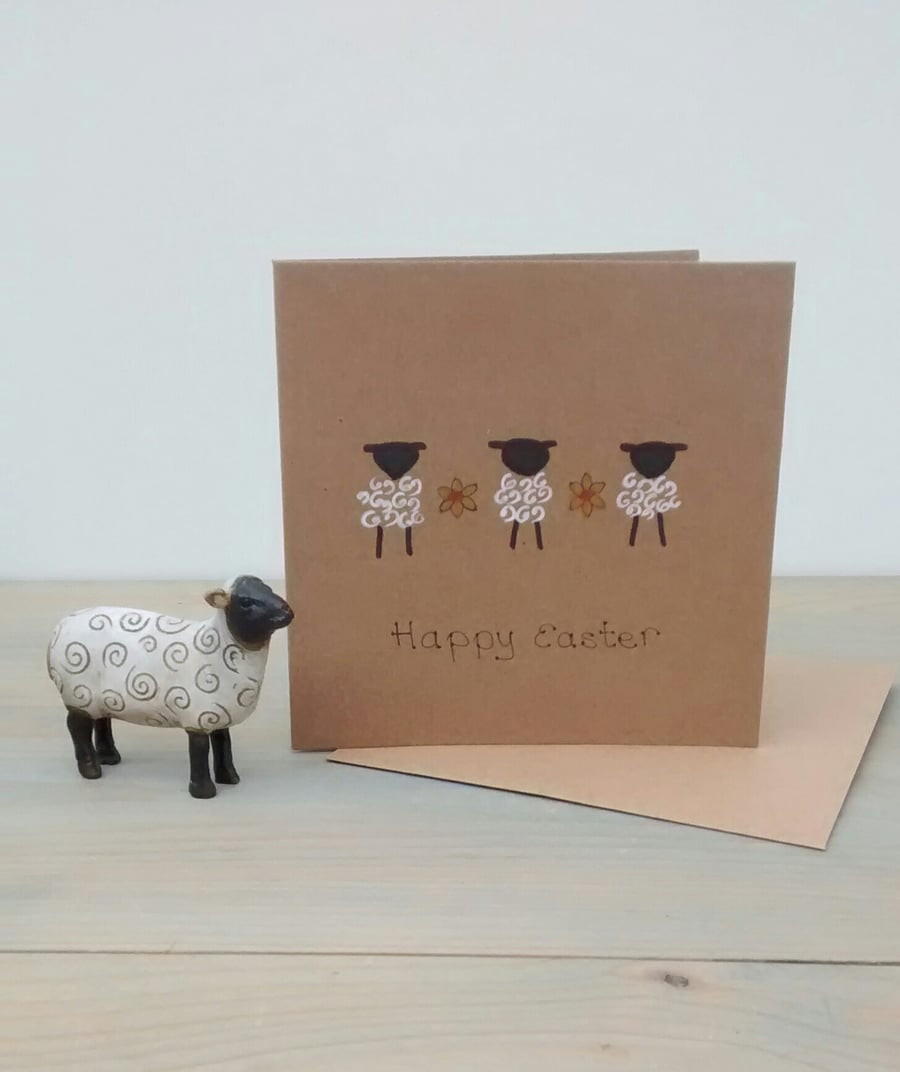 Easter Card, Lambs and Daffodils