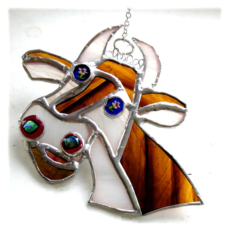 Cow Suncatcher Stained Glass Farm Animal