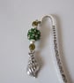 Seashell Charm and Beaded Bead Silver Metal Shepherd's Hook Bookmark