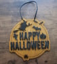Handmade Wooden Happy Halloween Hanging Sign - Spooky Halloween Home Decor -  - Image 1