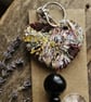 Boho Chic Wrapped Heart Keychain with White Tassel and Beads