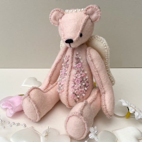 Angel bear, highly detailed handcrafted collectable teddy bear