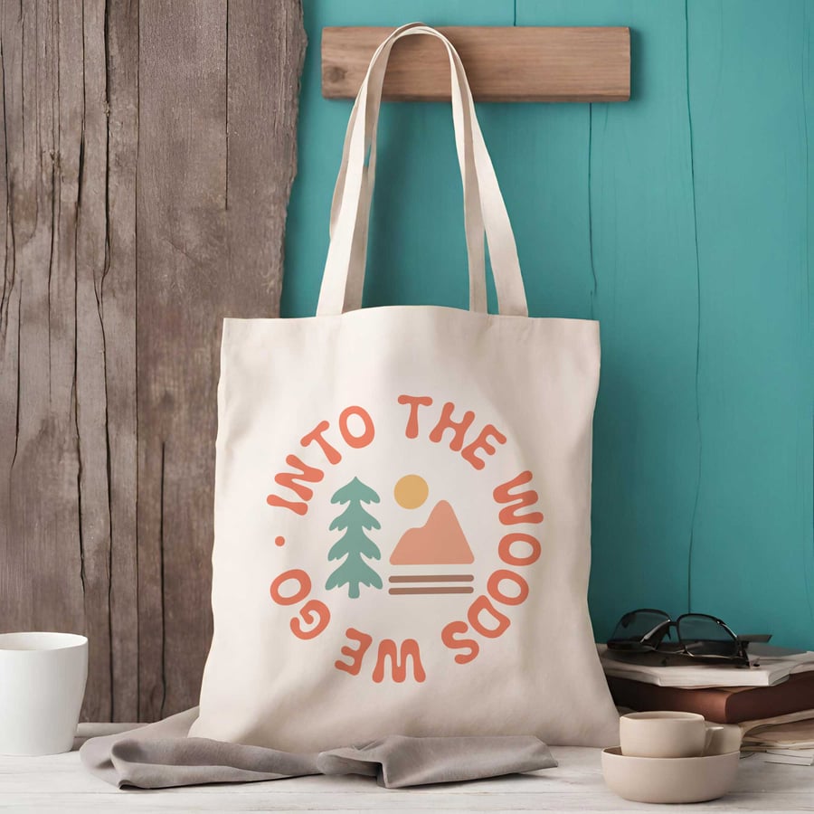 Into The Woods We Go Tote Bag - Forest Shopping Bag
