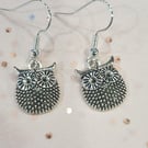 Silver plated earrings with beautiful silver plated owl charm