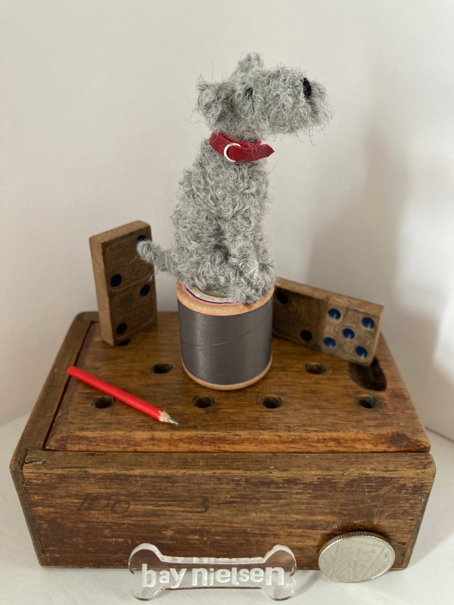 Terrier on Vintage Cotton Reel - Wilfred
