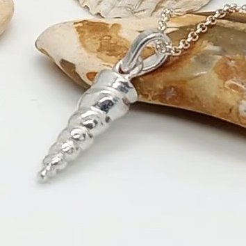 Turritella shell necklace sterling silver horn pendant gift wrapped