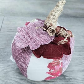 Fabric pumpkin in purples and pink