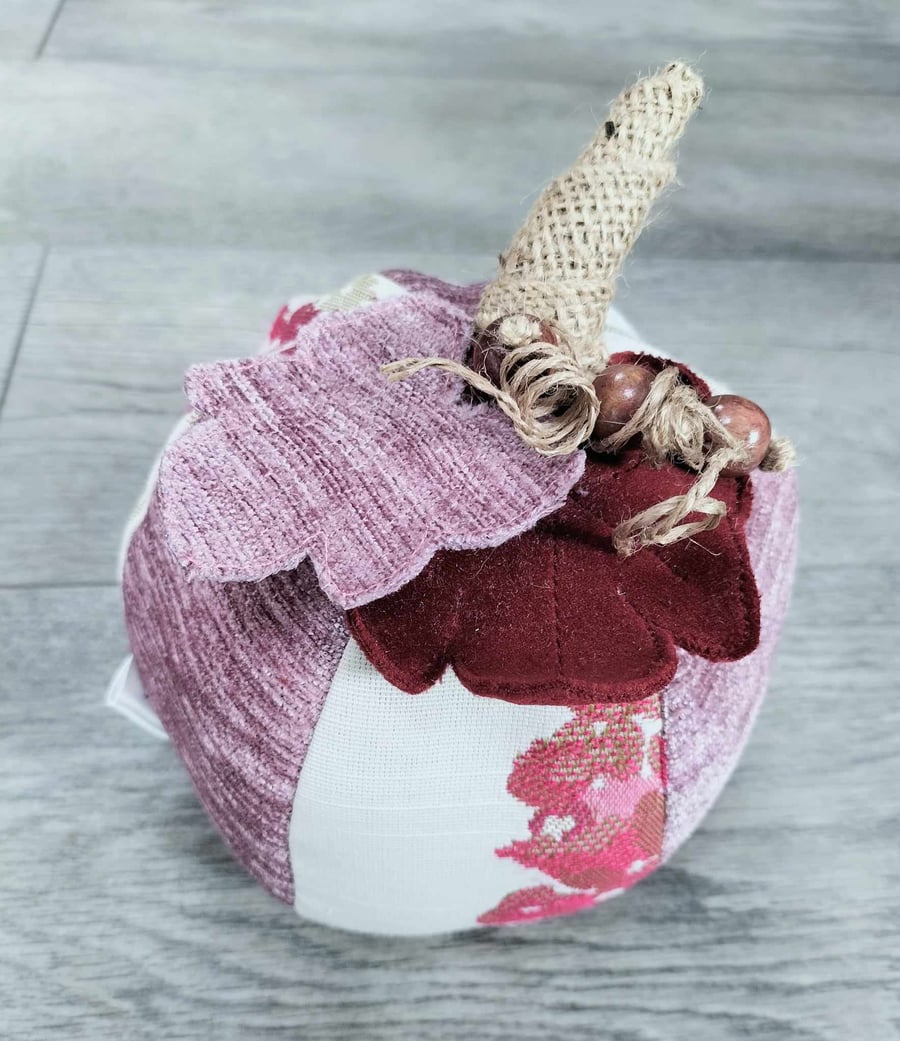 Fabric pumpkin in purples and pink