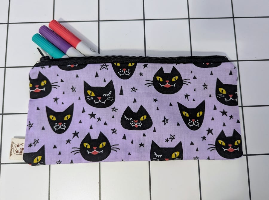 Spooky Cute Halloween Black Cat Pouch 