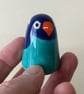 Small Wheel Thrown and Hand-Painted Ceramic Lovebird (4.5cm x 3.5cm)