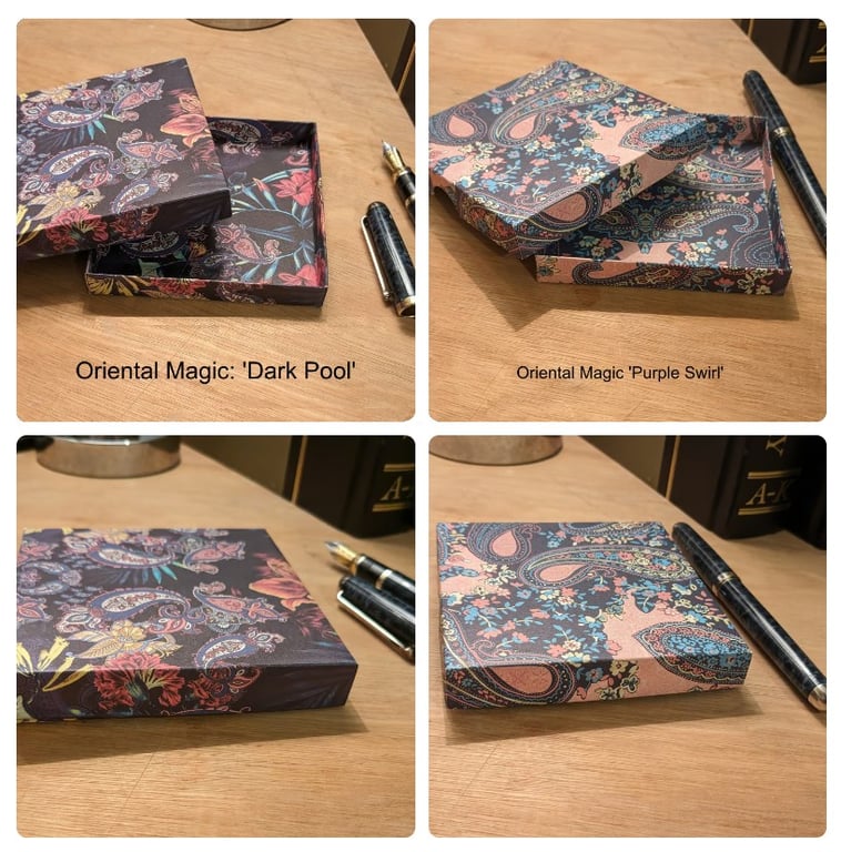 Two ultra-thin gift boxes - Oriental Magic  'Dark Pool' and 'Purple Swirl'