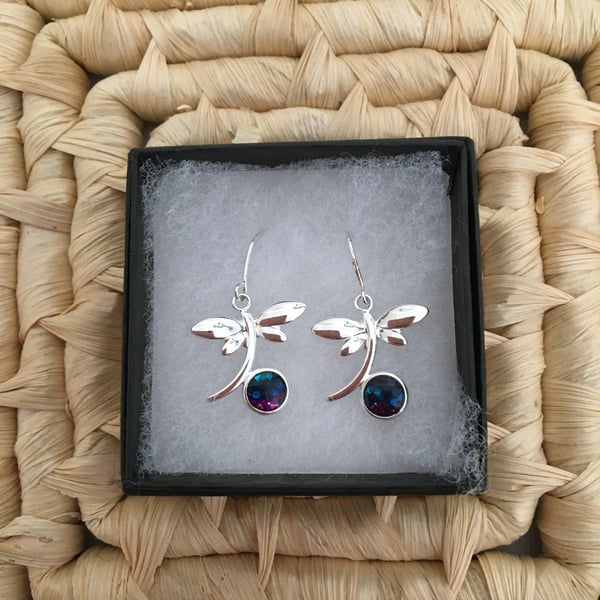 Handcrafted Tri-Coloured Dragonfly Earrings