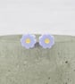 Pastel lilac flower studs - Titanium stems - Hypoallergenic