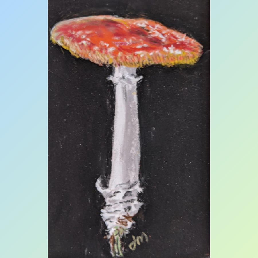 Original pastel painting of a toadstool